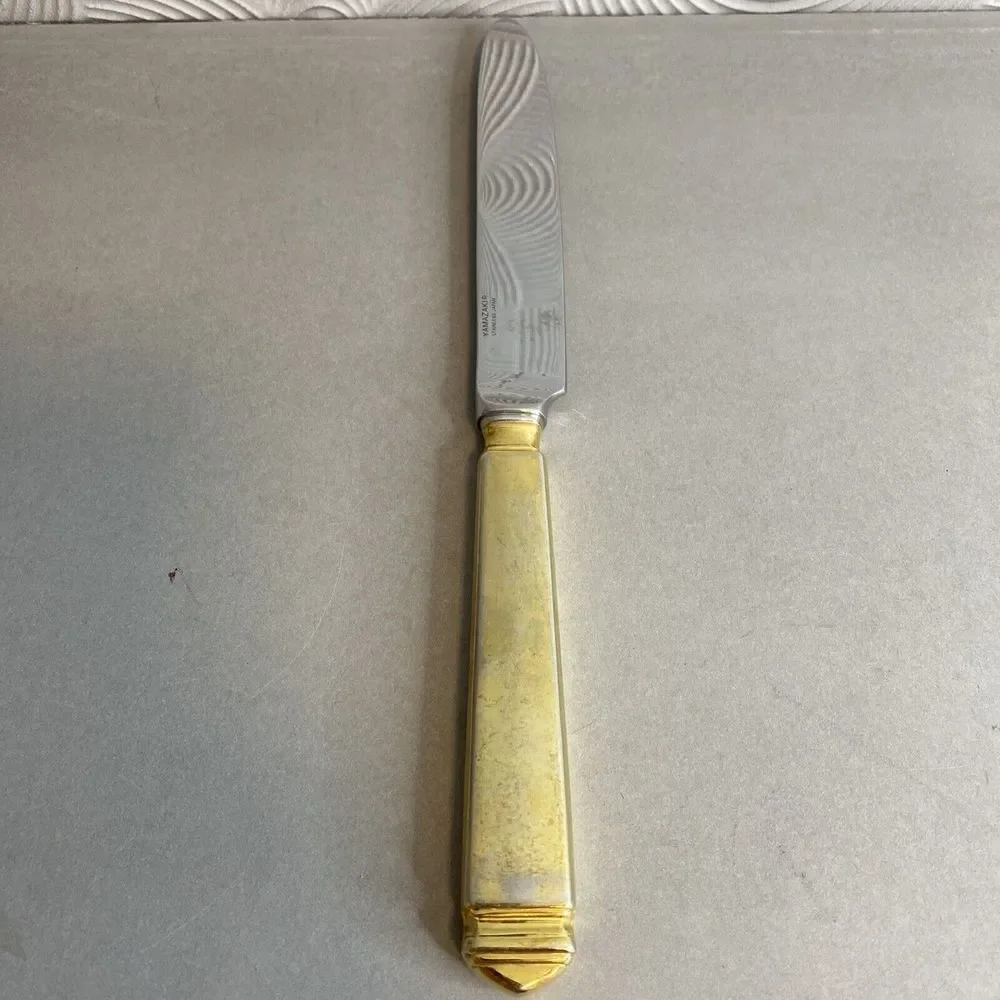 Yamazaki‎ Krystallos Blue Gold Accent Stainless Flatware Dinner Knife Japan